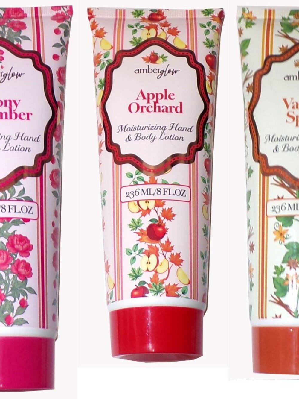 Amber Glow Full Set Body Lotions Apple Orchard, Vanilla Spice, Peony & Amber